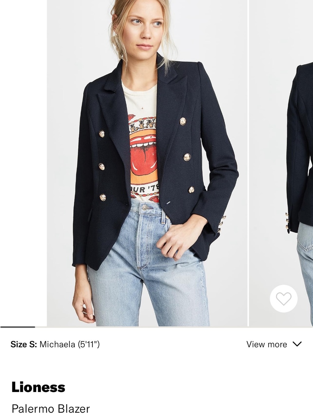 Lioness Navy Double-Breasted Blazer with Gold Buttons